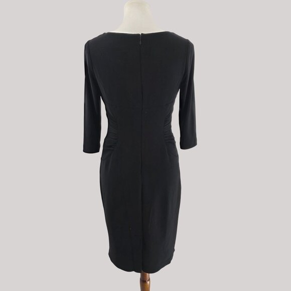 Adrianna Papell Womens Black Pleated Sheath Dress Size 4 - Picture 2 of 13